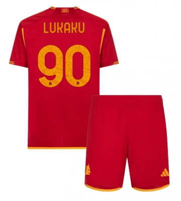 AS Roma Romelu Lukaku #90 Hjemmebanesæt Børn 2023-24 Kort ærmer (+ korte bukser)